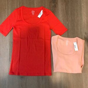 J.CREW Perfect Fit Scoop Neck Two T-Shirts XS NWT